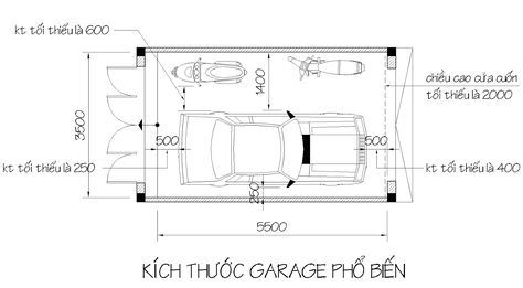 Ảnh minh họa - Bản vẽ thiết kế nhà để xe ô tô - Kích thước phổ biến