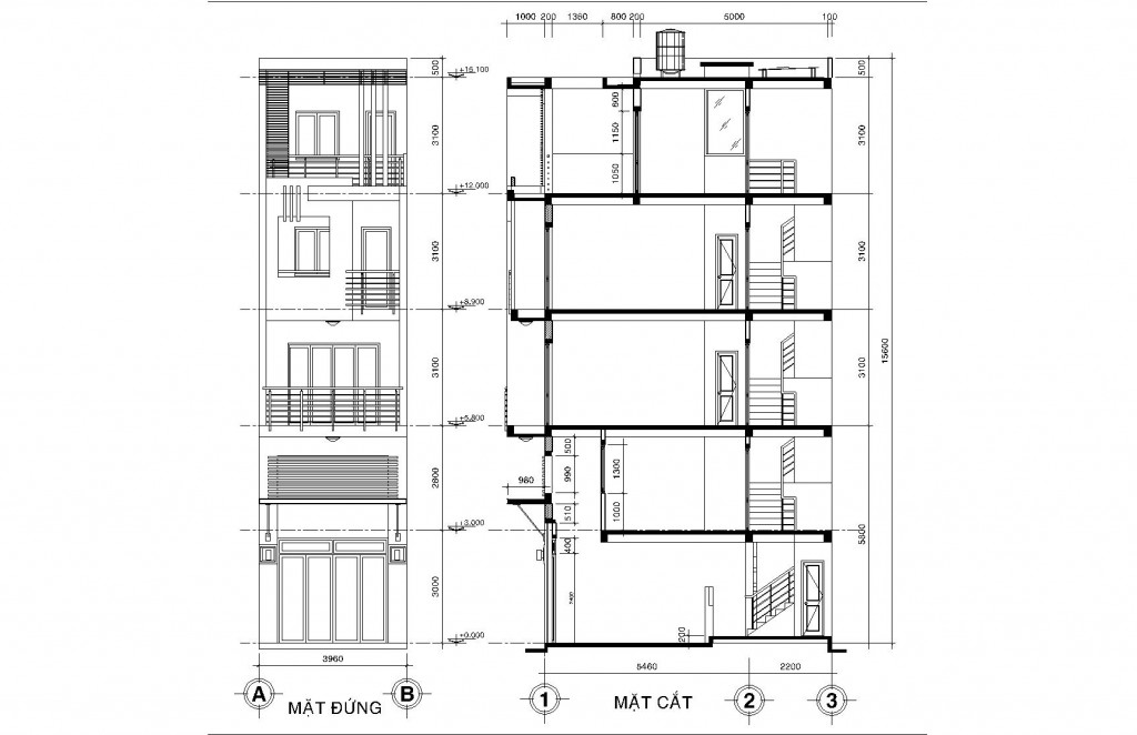 Các mẫu bản vẽ thiết kế nhà ống 4x9m hiện nay